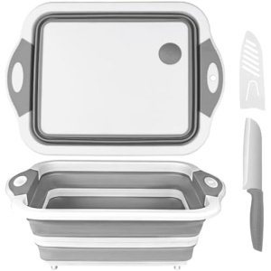 QiMH Collapsible Cutting Board - Foldable Multi-function Dish Tub